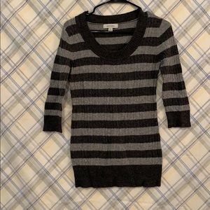 Grey striped mid length sweater